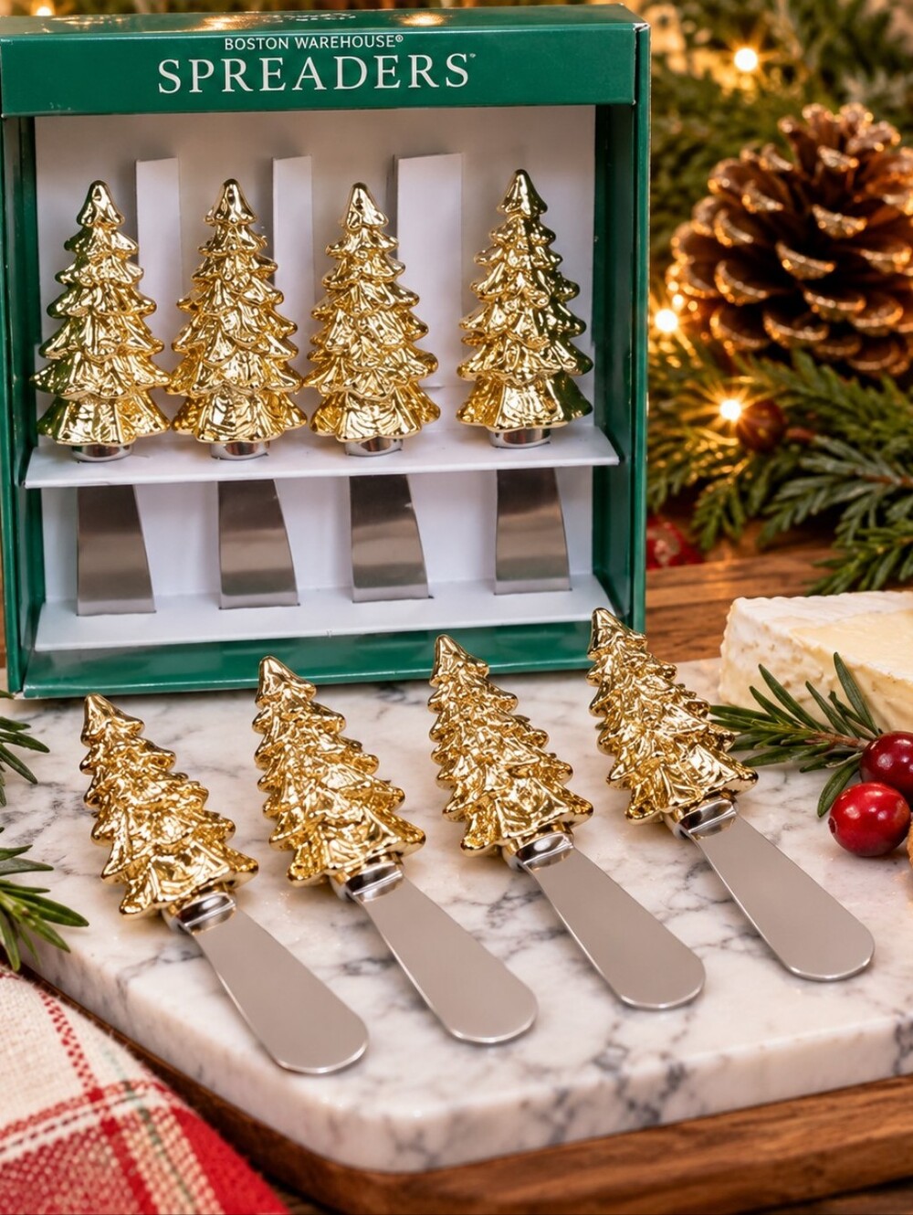 Boston Warehouse Gold Christmas Tree Spreaders Set of 4